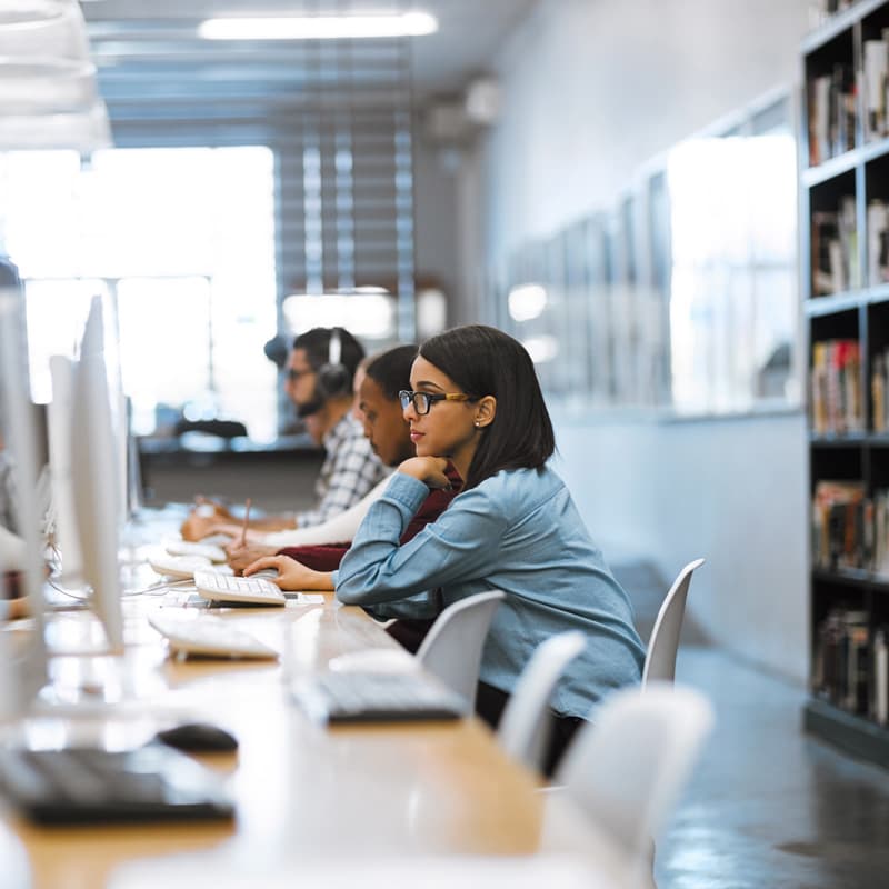 students working on computers