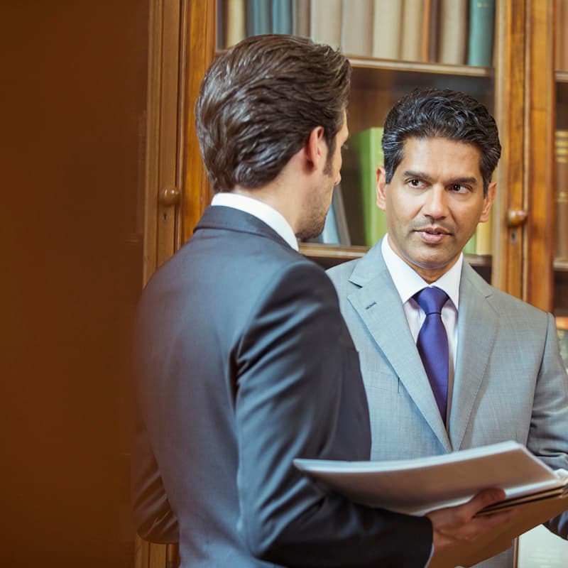 Lawyers talking in chambers