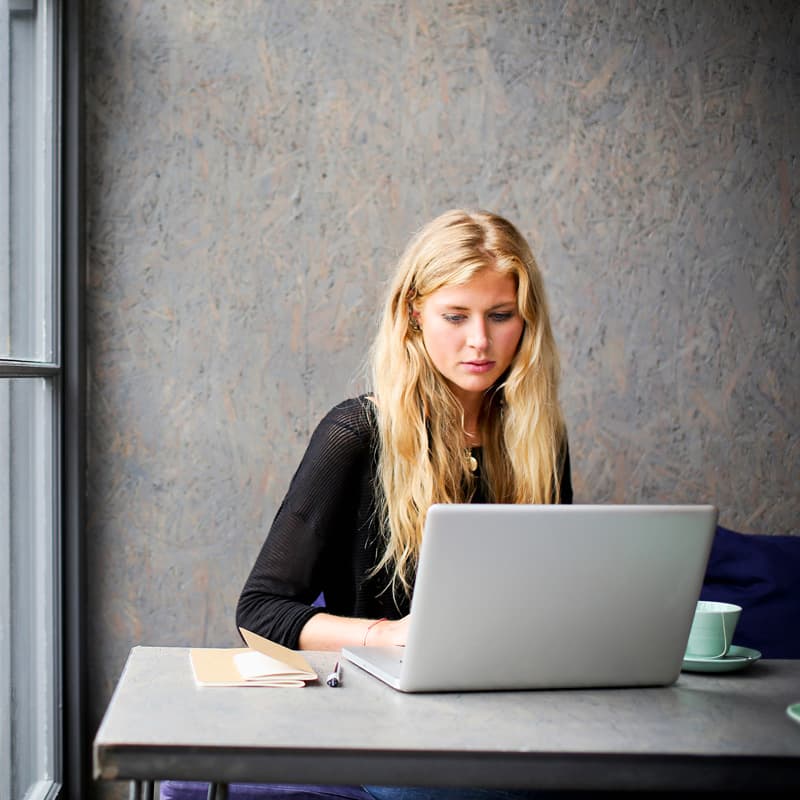 woman working on laptop