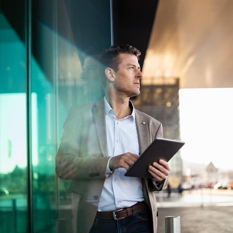 man on a tablet