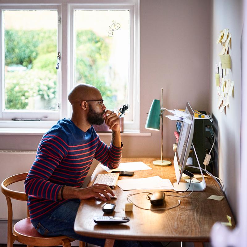 man working remotely