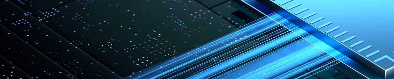 Internal view of computer hardware chip for software