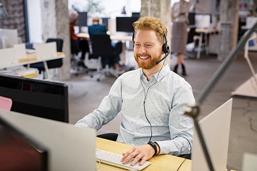 Man looking at computer