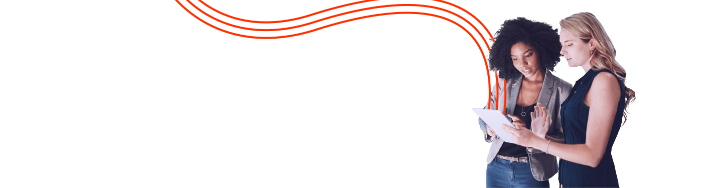 Shot of two businesswomen using a digital tablet together